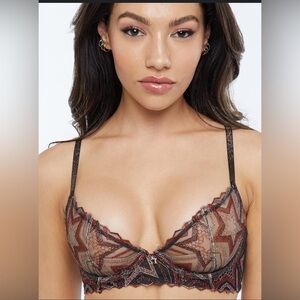 Savage X Fenty Shining Star Embroidered Unlined Demi Bra - Size 34B